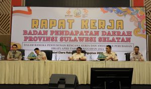 Rapat Penyusunan Rencana Kerja dan Anggaran Perusabahan (RKAP) APBD Tahun Anggaran 2024 Badan Pendapatan Daerah Provinsi Sulsel digelar selama dua hari, Senin – Selasa (6-7 Agustus 2024) di Hotel Claro Makassar.
